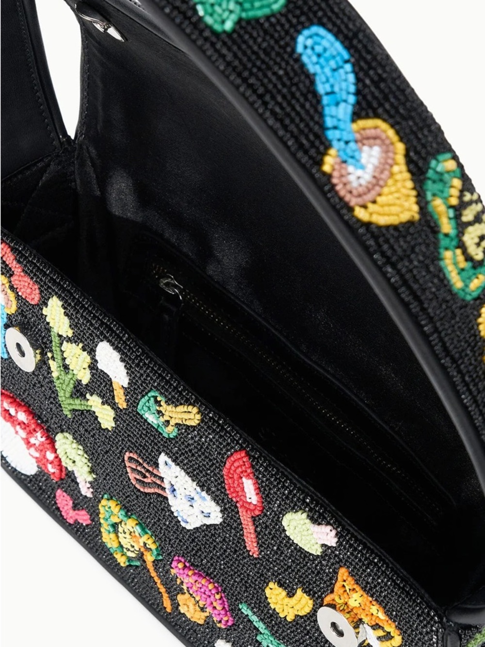 STAUD Tommy Bag Schroomscape Black Beaded Mushroom Embellished Shoulder Bag - Picture 6 of 14